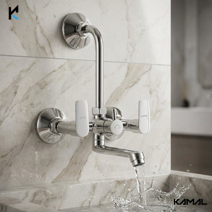 Era Wall Mixer with L Bend Pipe (Full Brass) - by Kamal - Era - Kamal Bathware