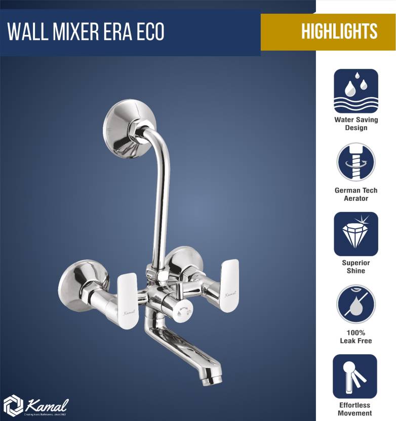 Era Wall Mixer with L Bend Pipe (Full Brass) - by Kamal - Era - Kamal Bathware