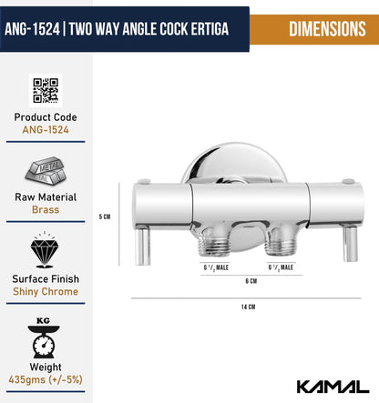 Ertiga Two Way Angle Valve with Wall Flange (Full Brass) - by Kamal - Kamal Bathware
