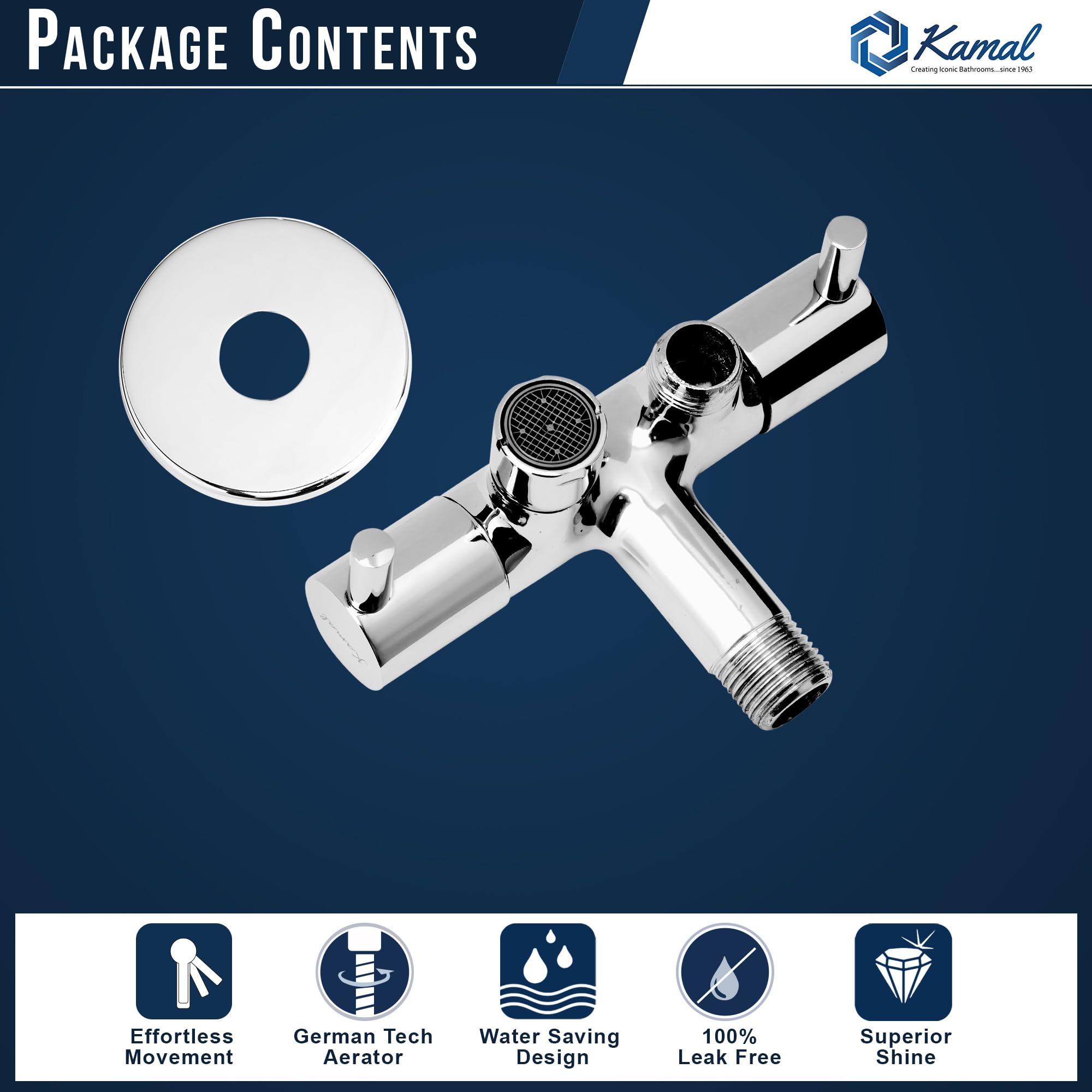 Ertiga Two Way Bib Tap (Full Brass) - by Kamal - Kamal Bathware