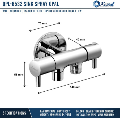 Ertiga Two Way Bib Tap (Full Brass) - by Kamal - Kamal Bathware