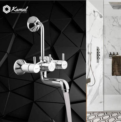 Flora Brass Wall Mixer with L Bend Pipe (Full Brass) - by Kamal - Flora - Kamal Bathware