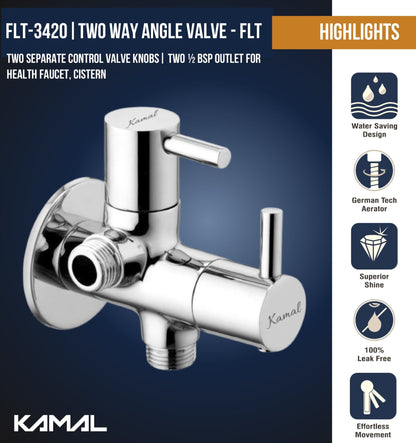 FLT 2-in-1 Angle Valve with Wall Flange (Full Brass) - by Kamal - Kamal Bathware