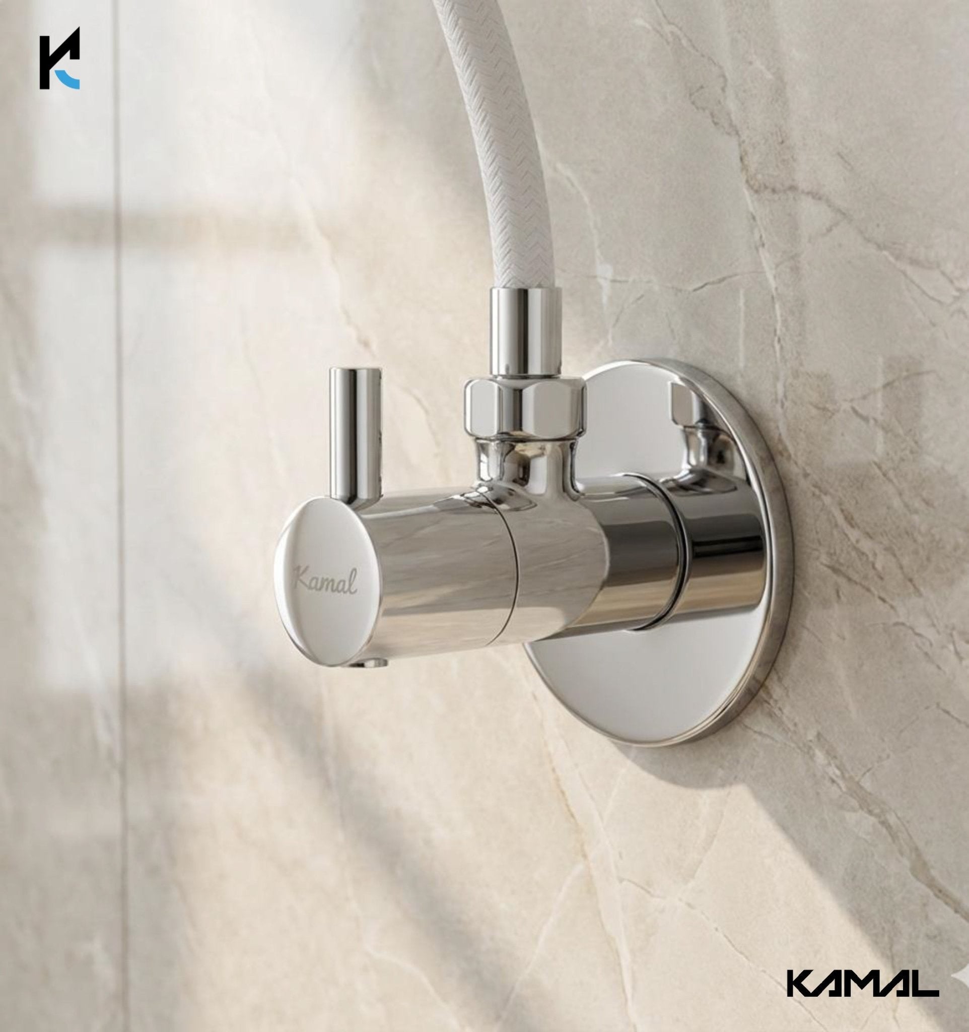 FLT Angle Valve with Wall Flange (Full Brass) - by Kamal - FLT - Kamal Bathware