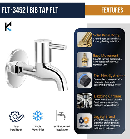 FLT Bib Tap (Full Brass) - by Kamal - Kamal Bathware