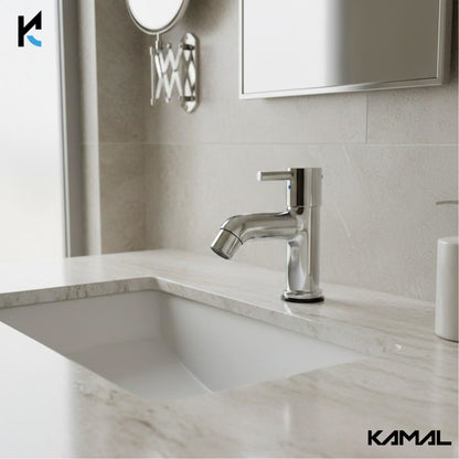 FLT Full Brass Basin Pillar Tap (Full Brass) - by Kamal - FLT - Kamal Bathware