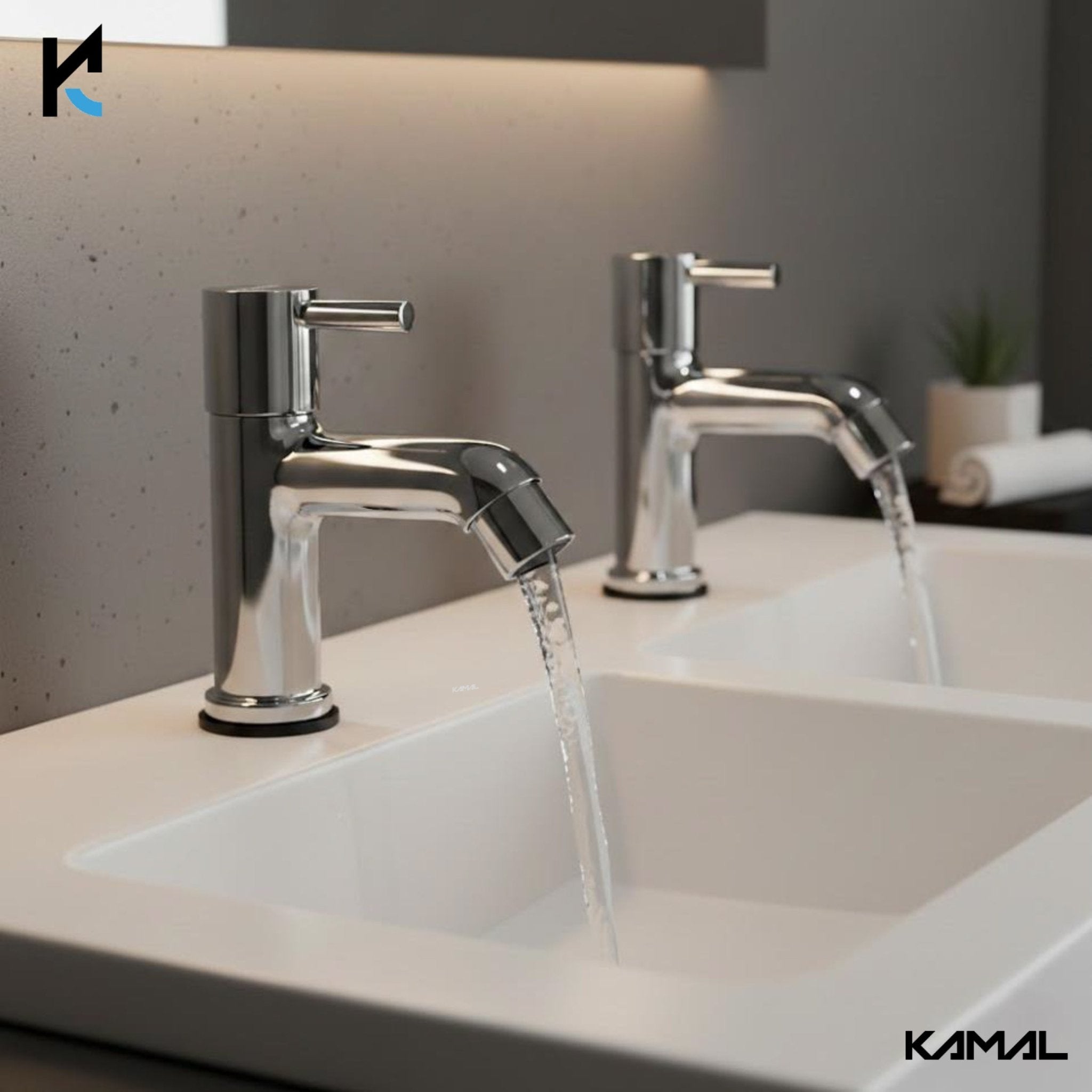 FLT Full Brass Basin Pillar Tap (Full Brass) - by Kamal - FLT - Kamal Bathware