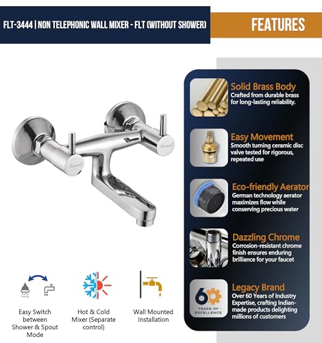 FLT Non Telephonic Wall Mixer (Full Brass) - by Kamal - Kamal Bathware
