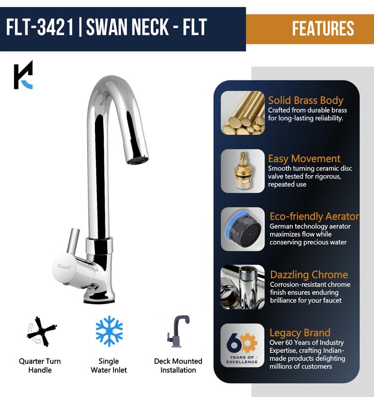 FLT Pillar Tap (Full Brass) - by Kamal - Kamal Bathware