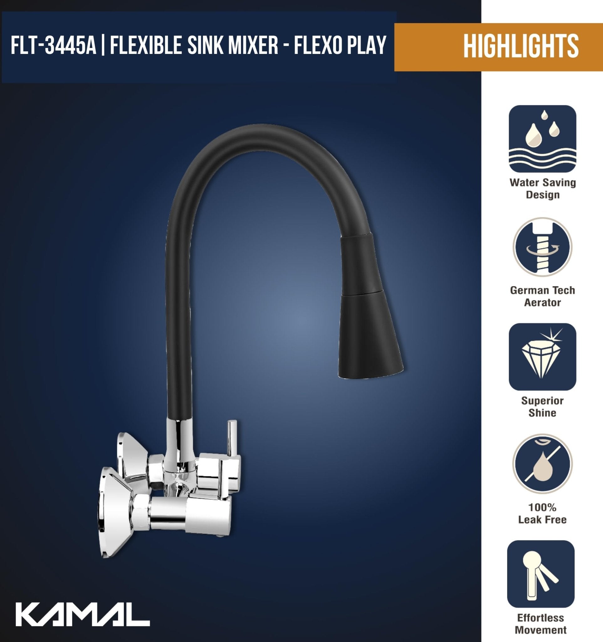 FLT Sink Mixer (Brass & Silicone) - by Kamal - FLT - Kamal Bathware