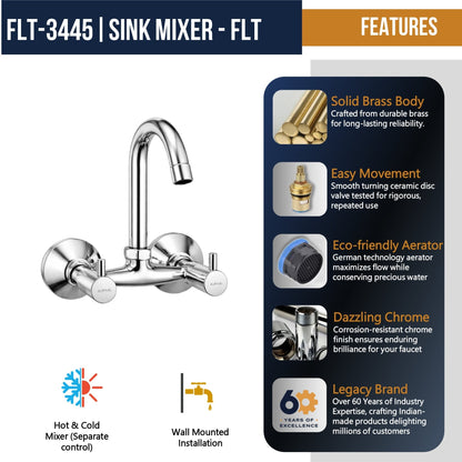 FLT Sink Mixer (Full Brass) - by Kamal - FLT - Kamal Bathware