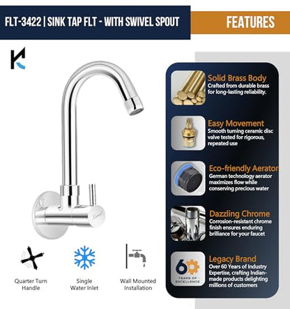 FLT Sink Tap (Full Brass) - by Kamal - Kamal Bathware