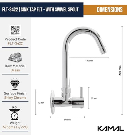 FLT Sink Tap (Full Brass) - by Kamal - Kamal Bathware