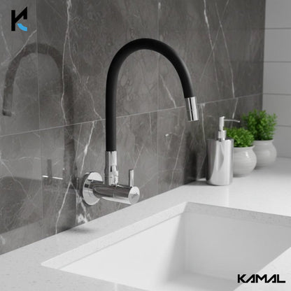FLT Sink Tap with Onyx 360 Degree Fully Flexible Spout (Brass & Silicone) - by Kamal - FLT - Kamal Bathware