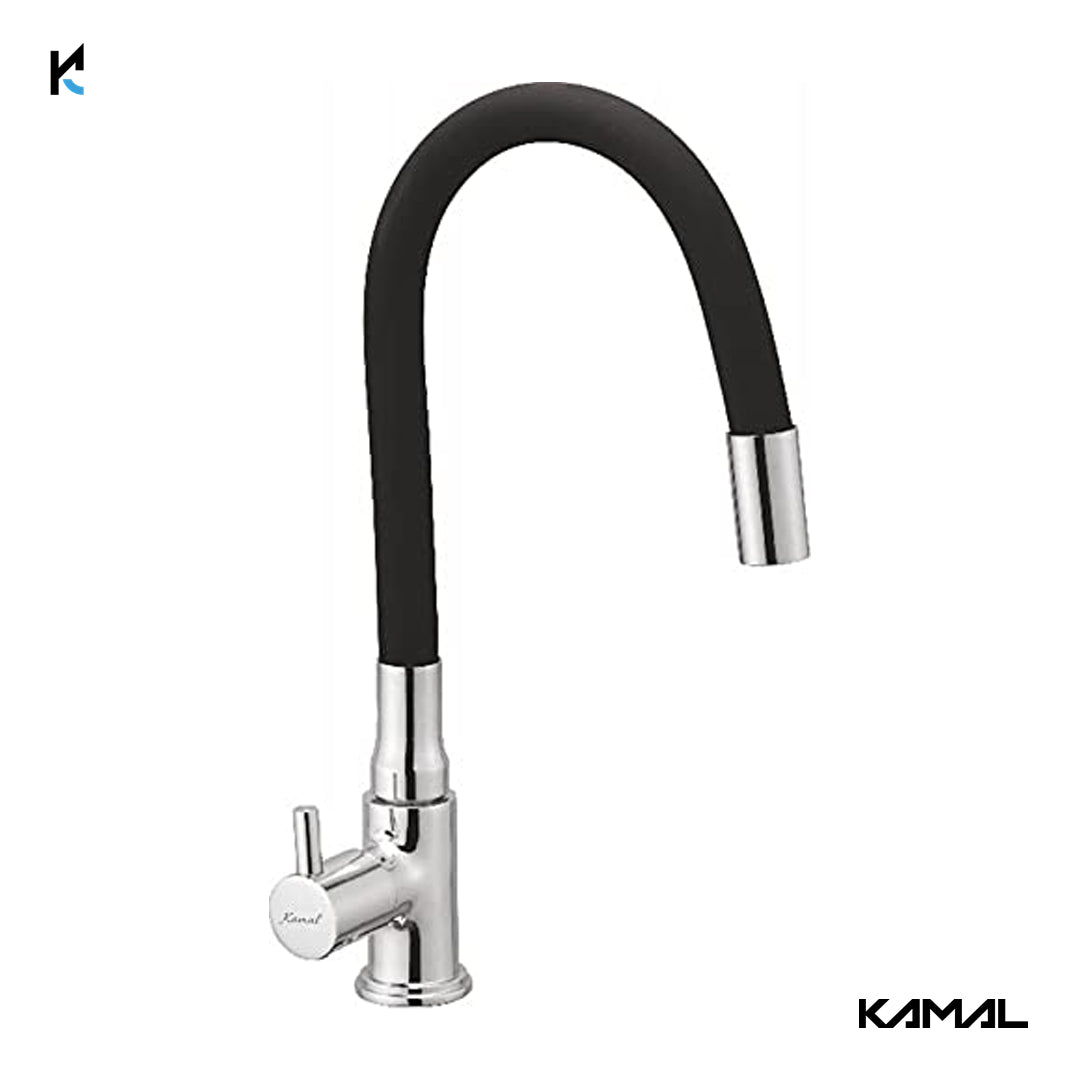 FLT Swan Neck with Onyx Black 360 Degree Fully Flexible Spout (Brass & Silicone) - by Kamal - FLT - Kamal Bathware