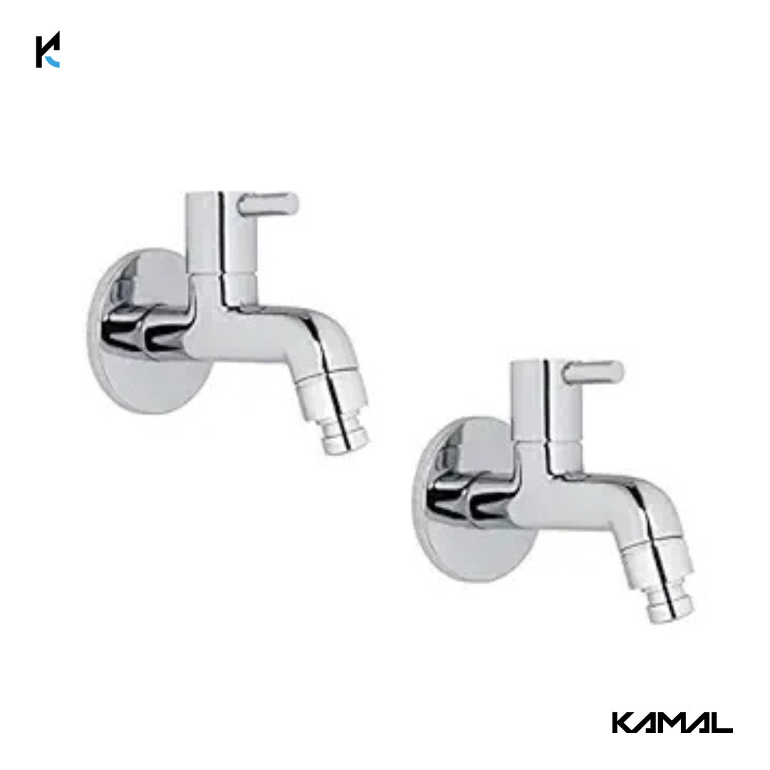 FLT Washing Machine Bib Tap with Wall Flange (Full Brass) - by Kamal - Kamal Bathware