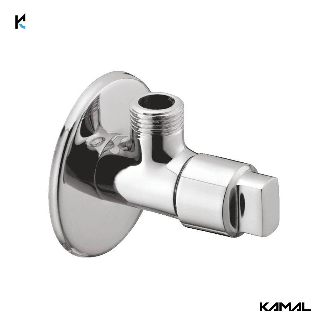 Flute Angle Valve with Wall Flange (Full Brass) - by Kamal - Kamal Bathware