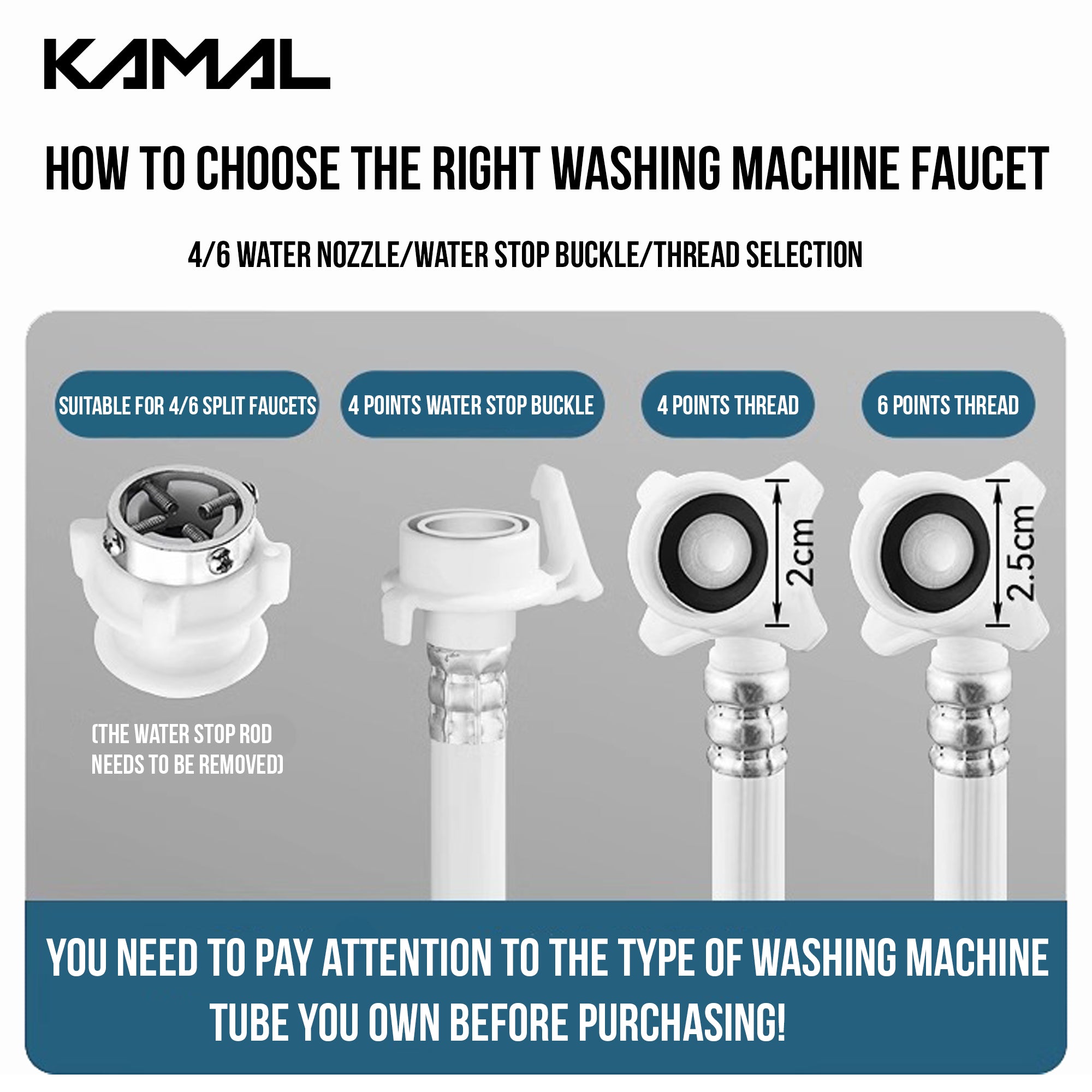 Flute Washing Machine Tap (Full Brass) - by Kamal - Kamal Bathware