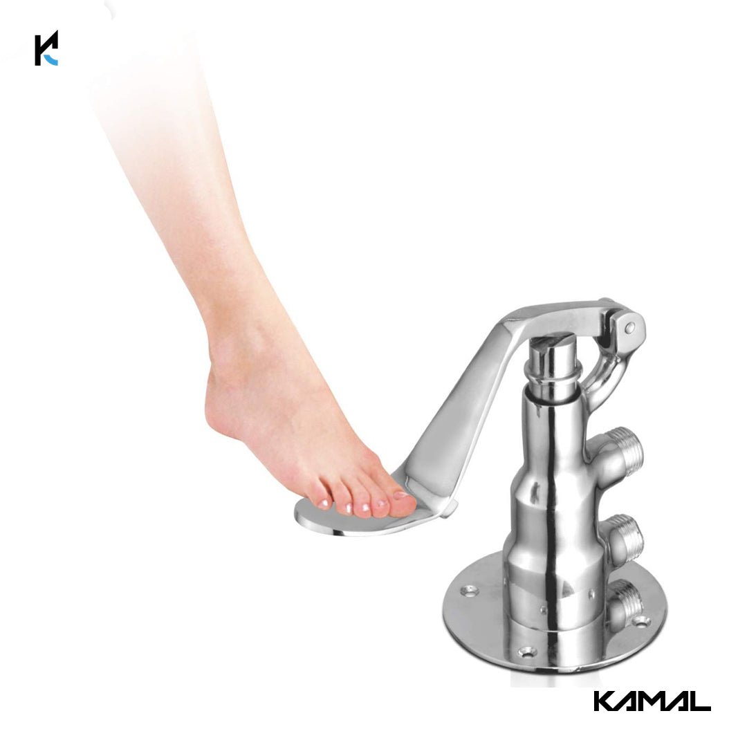 Foot Control Tap with Spout (Full Brass) - by Kamal - Kamal Bathware