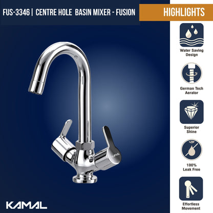 Fusion Basin Mixer (Full Brass) - by Kamal - Fusion - Kamal Bathware