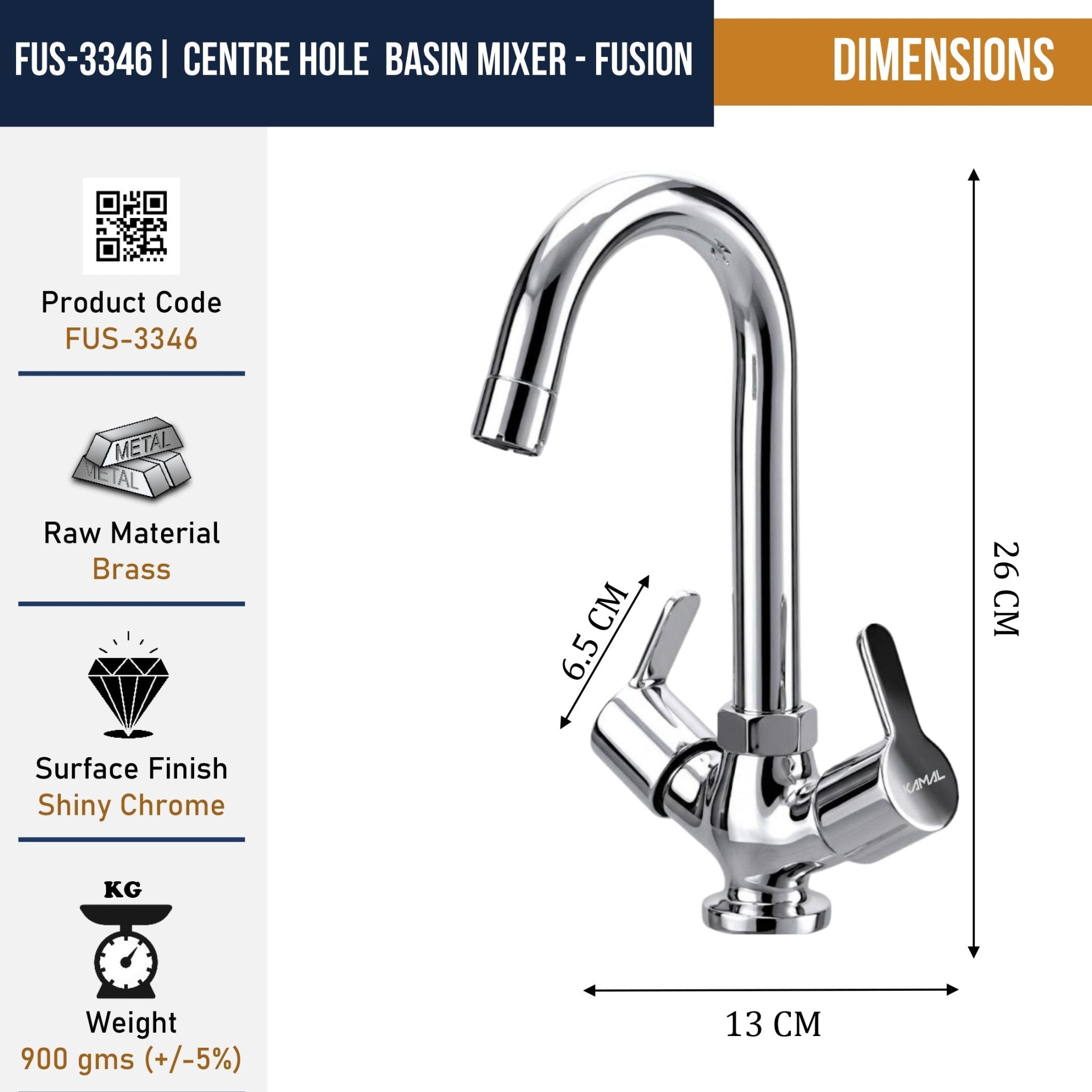 Fusion Basin Mixer (Full Brass) - by Kamal - Fusion - Kamal Bathware