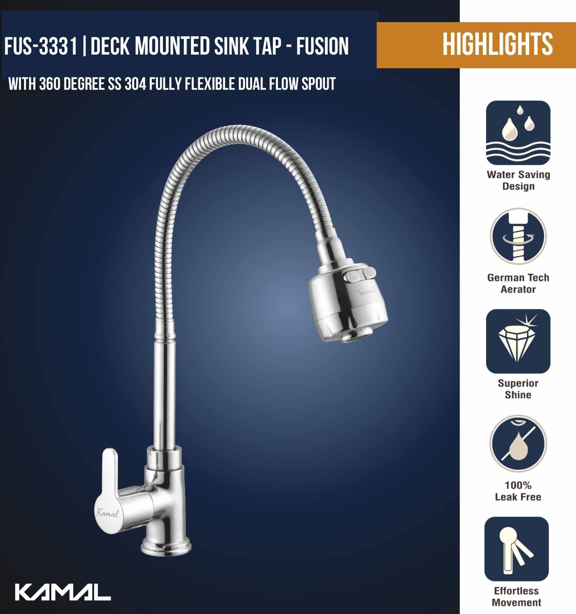 Fusion Dual Flow Heavy Body Sink Tap – by Kamal - Fusion - Kamal Bathware