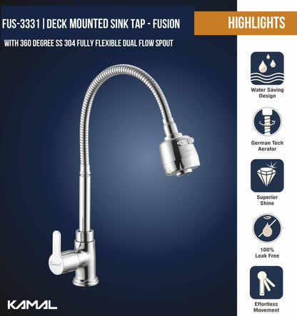 Fusion Dual Flow Heavy Body Sink Tap – by Kamal - Fusion - Kamal Bathware