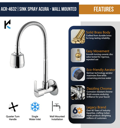 Fusion Sink Tap (Brass & SS Steel) - by Kamal - Fusion - Kamal Bathware