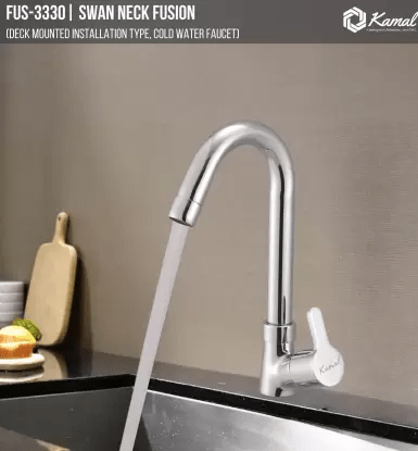 Fusion Swan Neck (Full Brass) - by Kamal - Fusion - Kamal Bathware