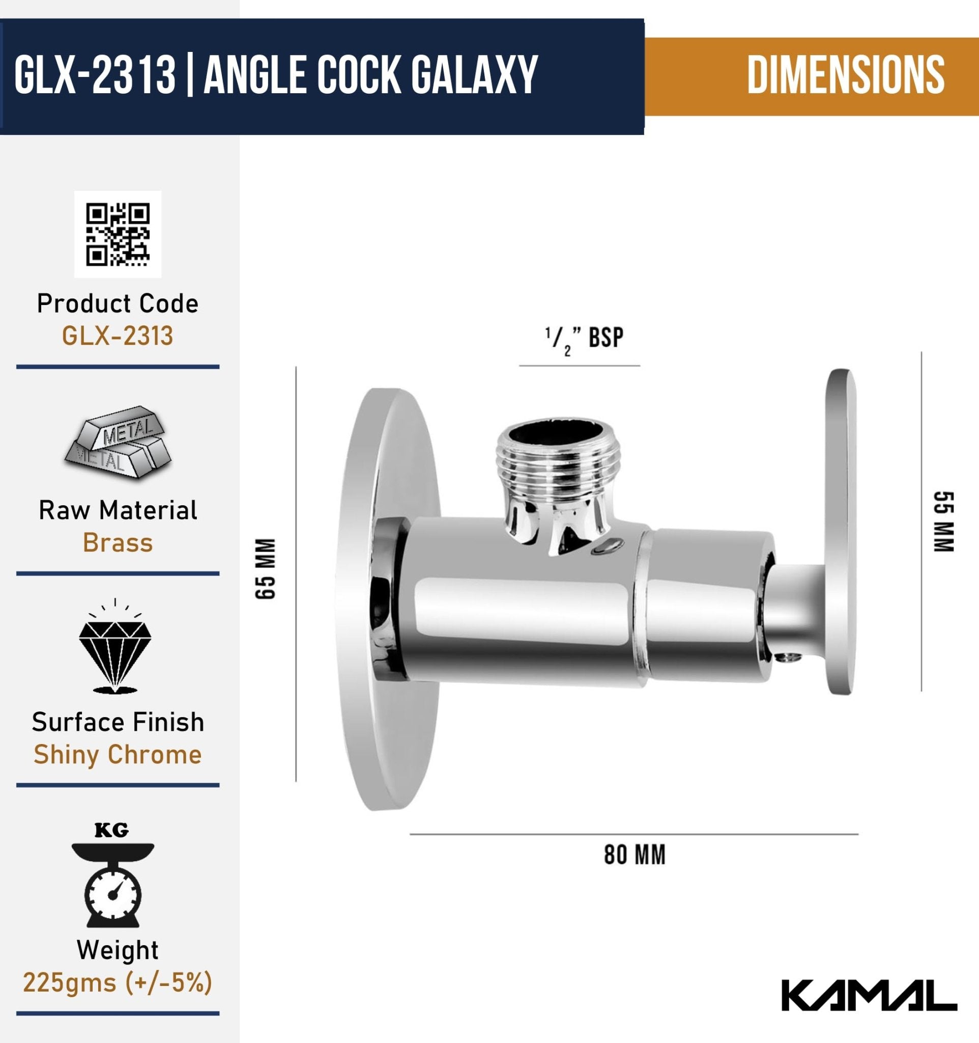Galaxy Angle Valve (Full Brass) - by Kamal - Galaxy - Kamal Bathware