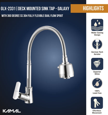 Galaxy Dual Flow Table Mounted Sink Tap - by Kamal - Galaxy - Kamal Bathware