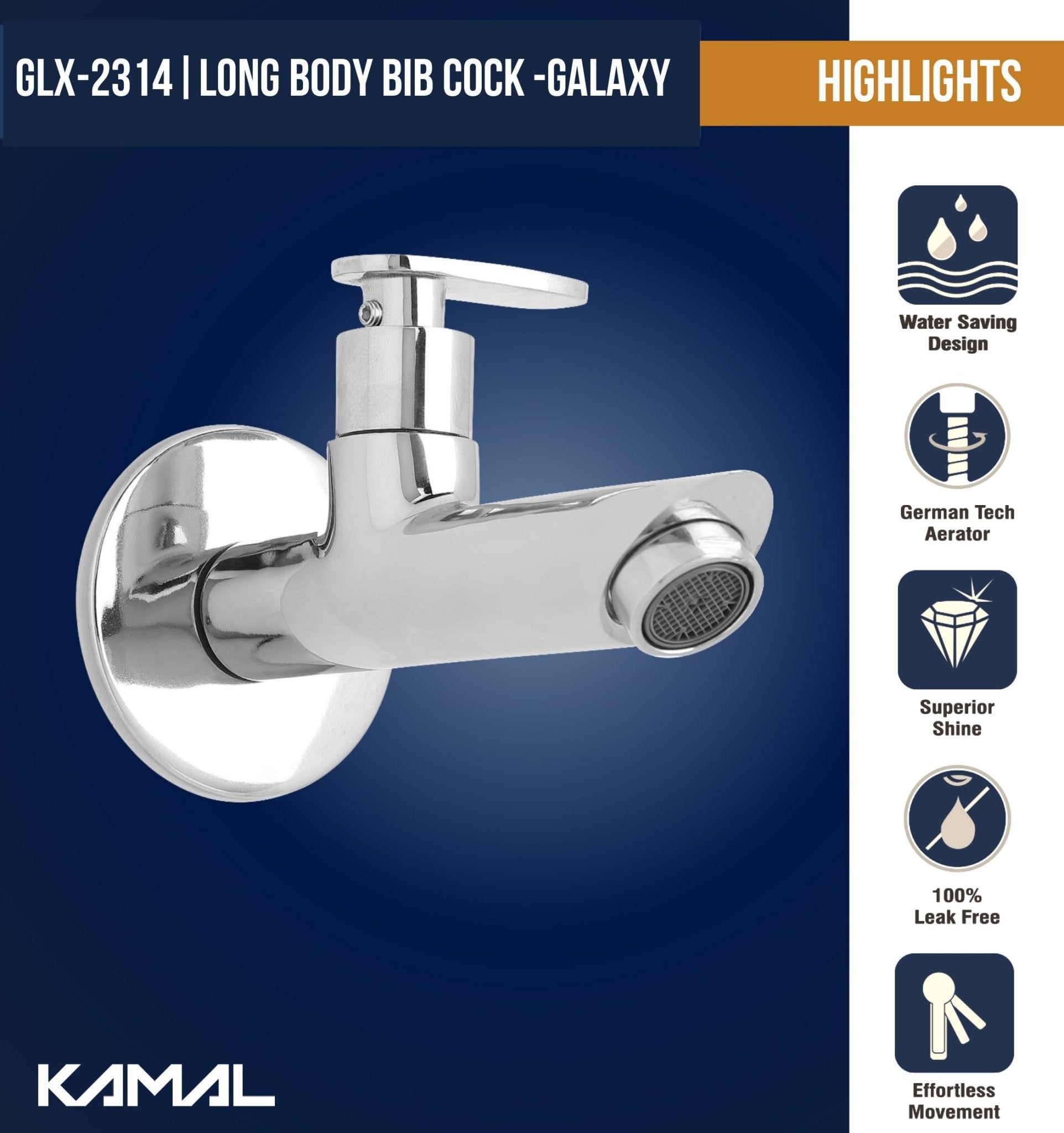 Galaxy Long Body Bib Tab (Full Brass) - by Kamal - Kamal Bathware