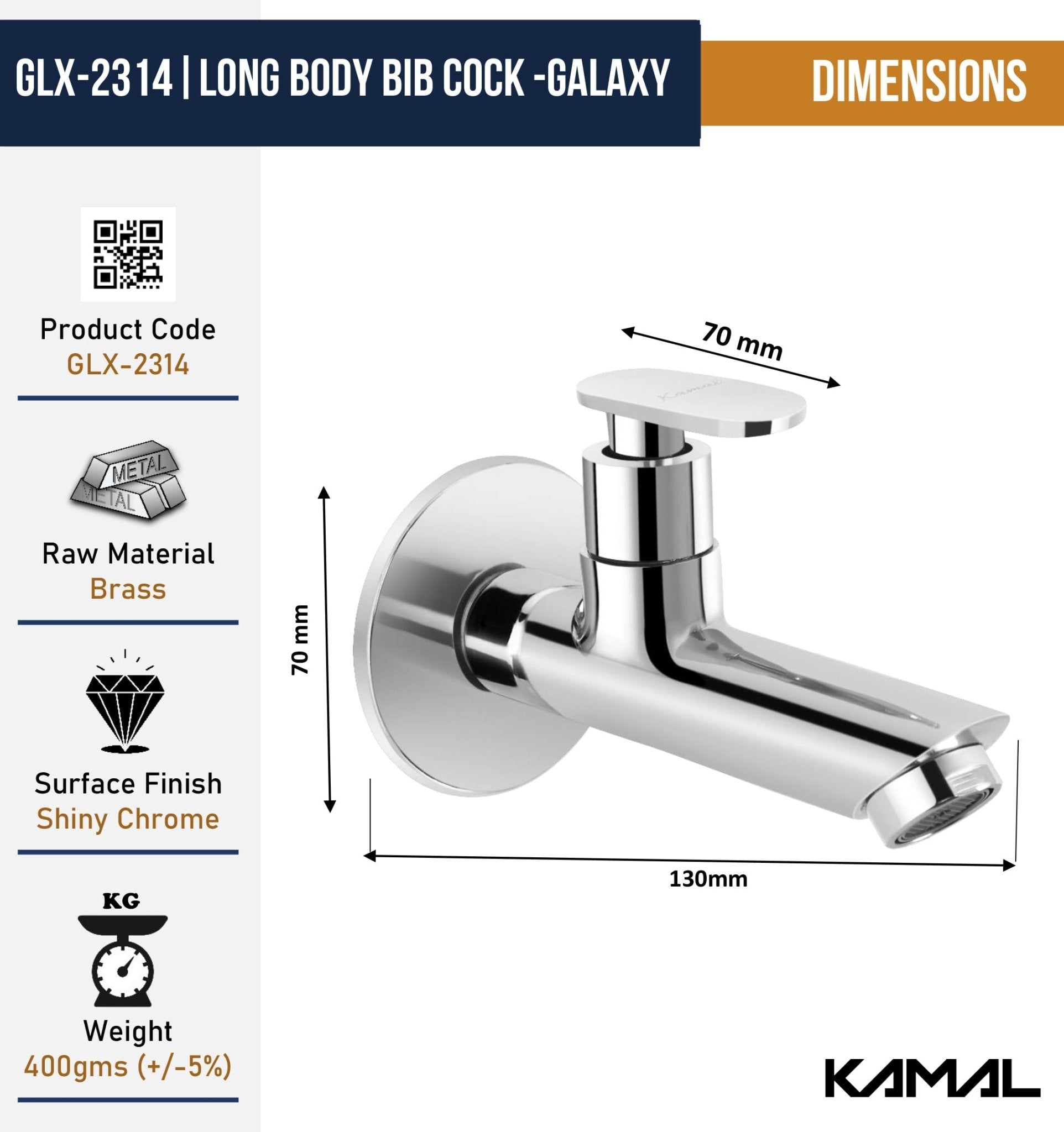 Galaxy Long Body Bib Tab (Full Brass) - by Kamal - Kamal Bathware