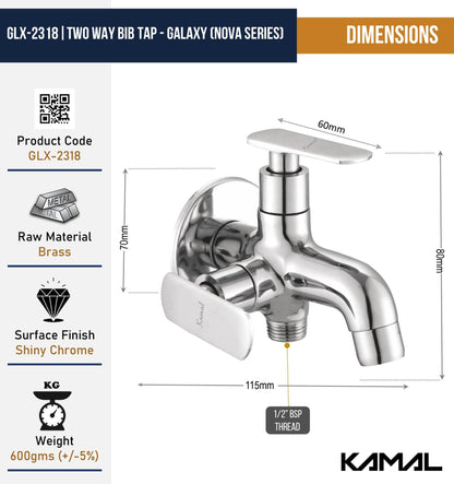 Galaxy Two in One Bib Cock (Full Brass) - by Kamal - Galaxy - Kamal Bathware