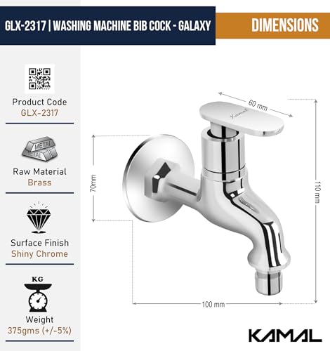 Galaxy Washing Machine Bib Tap (Full Brass) - by Kamal - Kamal Bathware