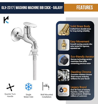 Galaxy Washing Machine Bib Tap (Full Brass) - by Kamal - Kamal Bathware