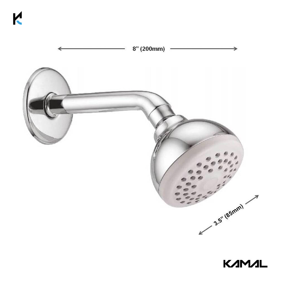 Globe Overhead Shower 3.5 Inch with 6 Inch Shower Arm & Wall Flange - by Kamal - Globe - Kamal Bathware