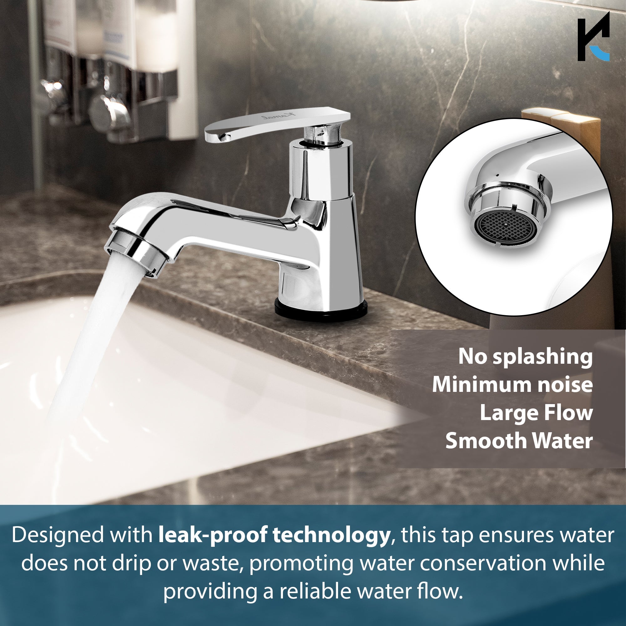 Irene Pillar Tap (Full Brass) - by Kamal - Kamal Bathware