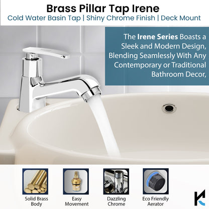 Irene Pillar Tap (Full Brass) - by Kamal - Kamal Bathware