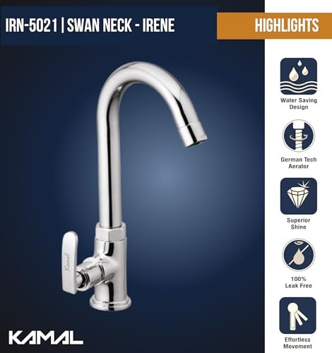 Irene Swan Neck (Full Brass) - by kamal - Irene - Kamal Bathware
