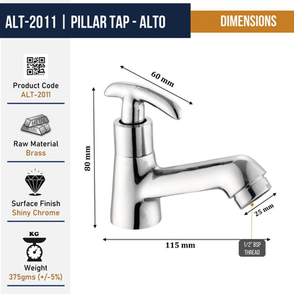 Kamal Pillar Cock (Full Brass) - Alto - Kamal Bathware