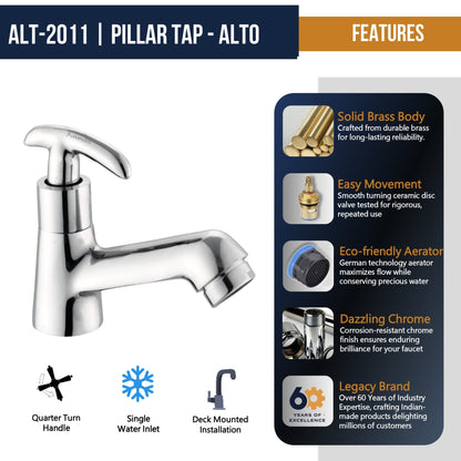 Kamal Pillar Cock (Full Brass) - Alto - Kamal Bathware