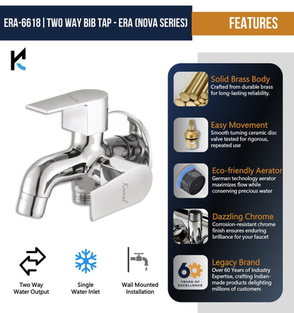 Kamal Two Way Bib Tap (Full Brass) - by Kamal - Kamal Bathware
