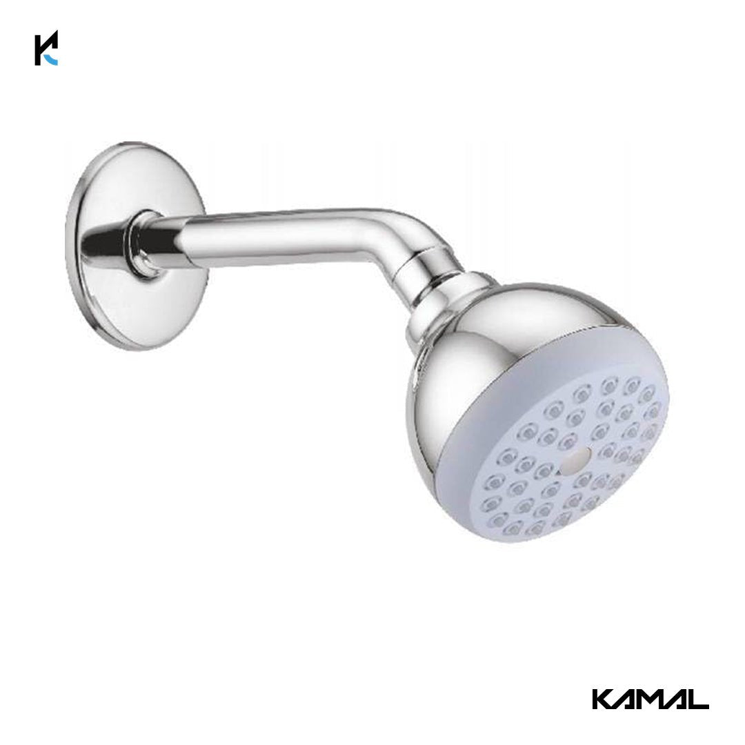 Marina Round Overhead Shower 3.5 Inch with 6 Inch Round Shower Arm & Wall Flange - by Kamal - Marina - Kamal Bathware