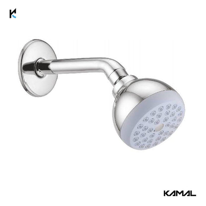 Marina Round Overhead Shower 3.5 Inch with 6 Inch Round Shower Arm & Wall Flange - by Kamal - Marina - Kamal Bathware