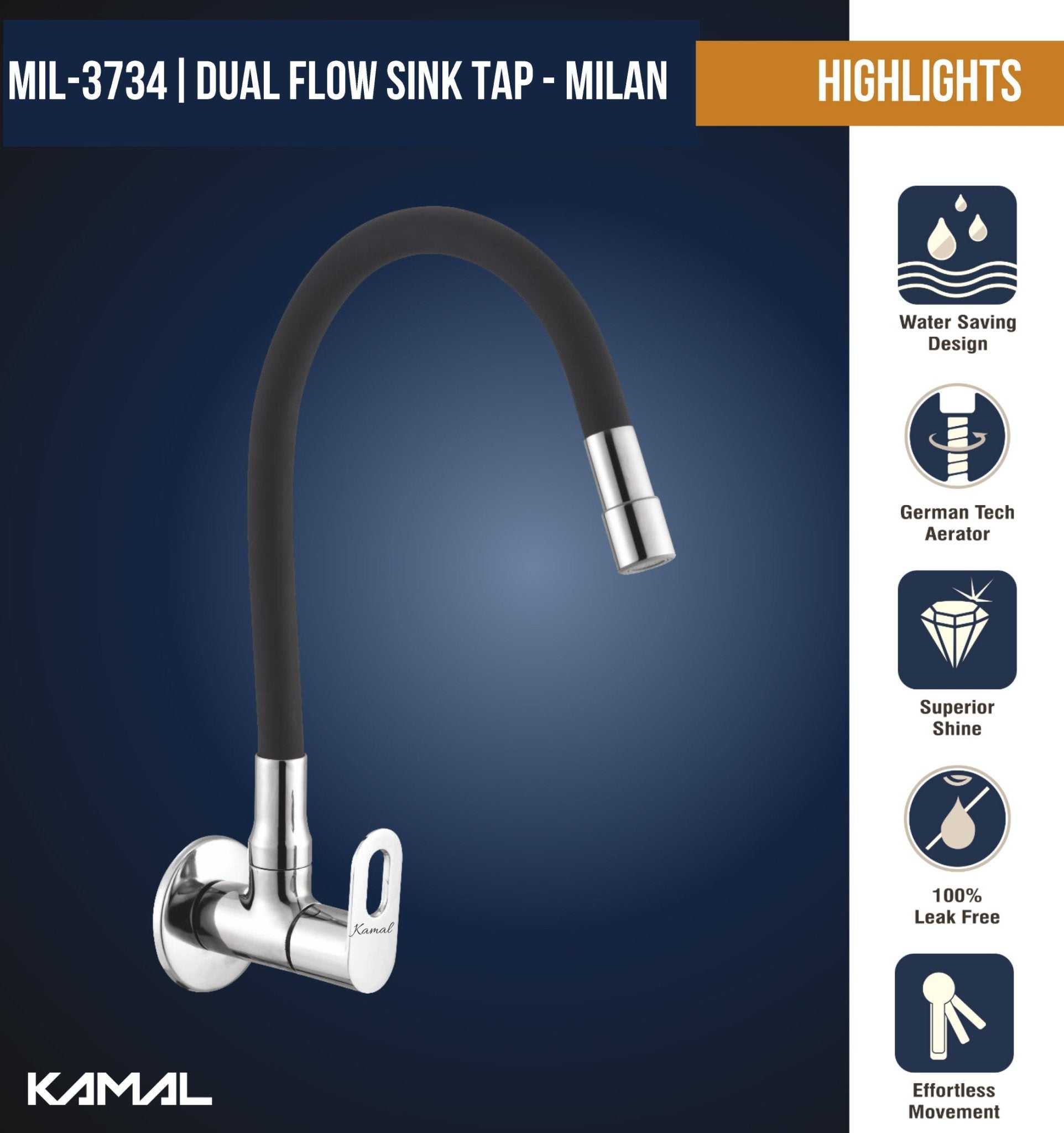 Mian Dual Flow Sink Tap – by Kamal - Milan - Kamal Bathware