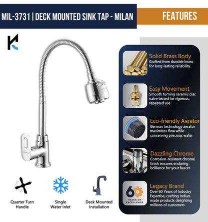 Milan Dual Flow Heavy Body Sink Tap – by Kamal - Milan - Kamal Bathware