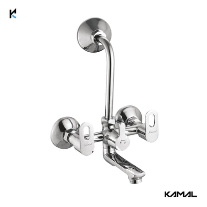 Milan Wall Mixer Kubix Prime Spout with Long L Bend Pipe (Full Brass) - by Kamal - Milan - Kamal Bathware