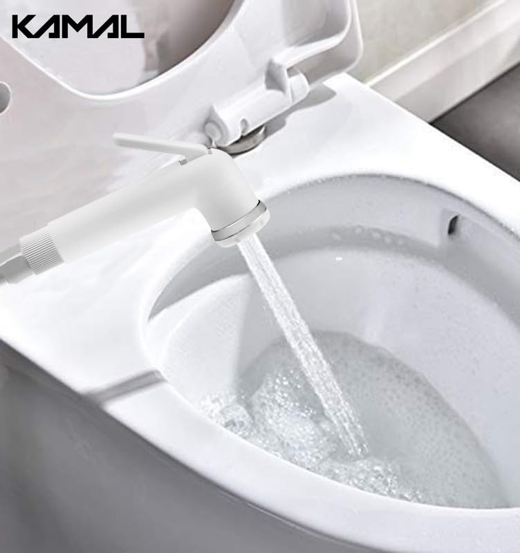 Milky Health Faucet with Gun Tube & Hook - by Kamal - Milky - Kamal Bathware