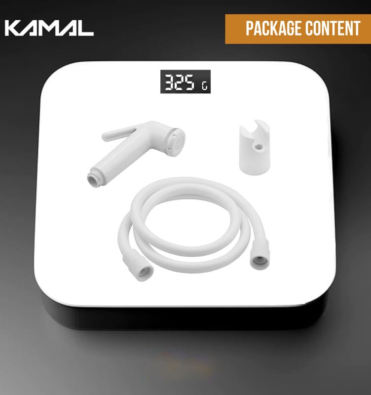 Milky Health Faucet with Gun Tube & Hook - by Kamal - Milky - Kamal Bathware